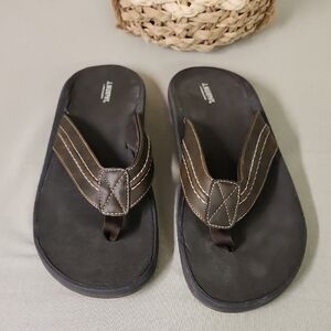 Johnston & Murphy Dark Brown Leather Sandals Flip Flops Size 12